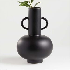 Crate & Barrel Merriman Black Vase by Leanne Ford Black Matte Decor EUC CB2
